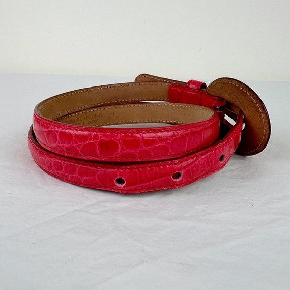 Tanner Vintage Pink Snake Print Leather Belt - image 3