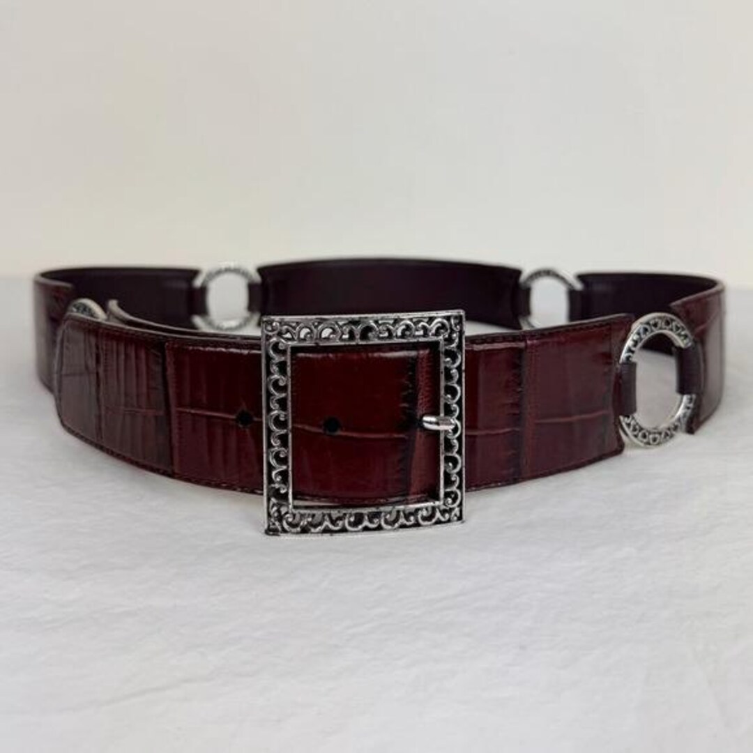 Brighton Vintage Brown Braided and Gator Embossed Belt Brighton Vintage Brown Braided and Gator Embossed Belt  main image 3