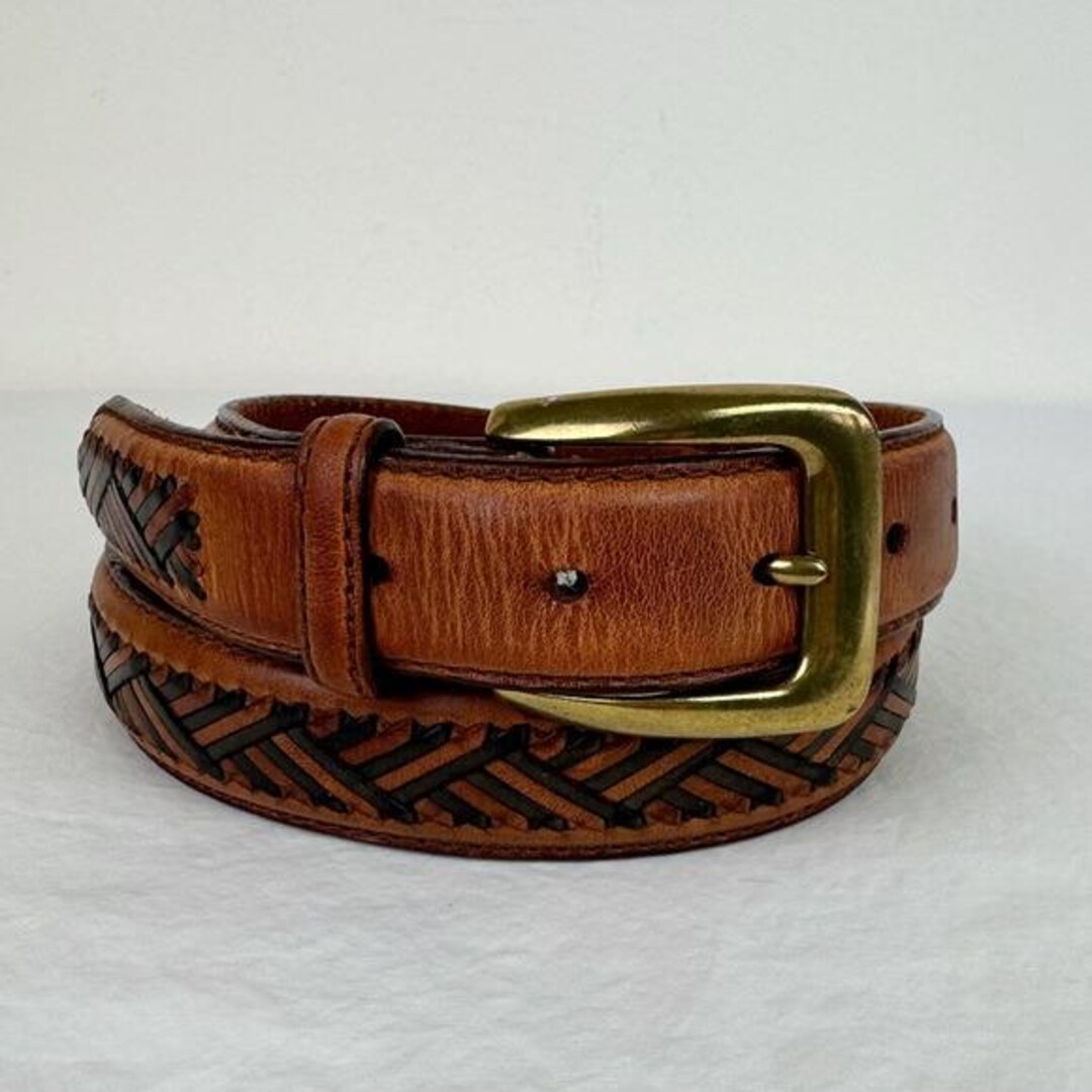 BRIGHTON ♡ Gorgeous Vintage 2-Sided Black \'n Brown Leather Belt with ?\'s ML|32 Brighton Dark Brown Braided 32 Inch Belt With Silver Tone  main image 4
