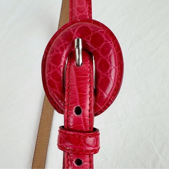 Tanner Vintage Pink Snake Print Leather Belt - image 7