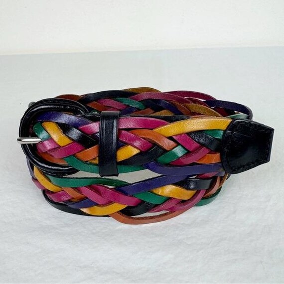 Vintage multi colored belt Vintage County Seat Multicolored Braided Brown Leather  main image 3