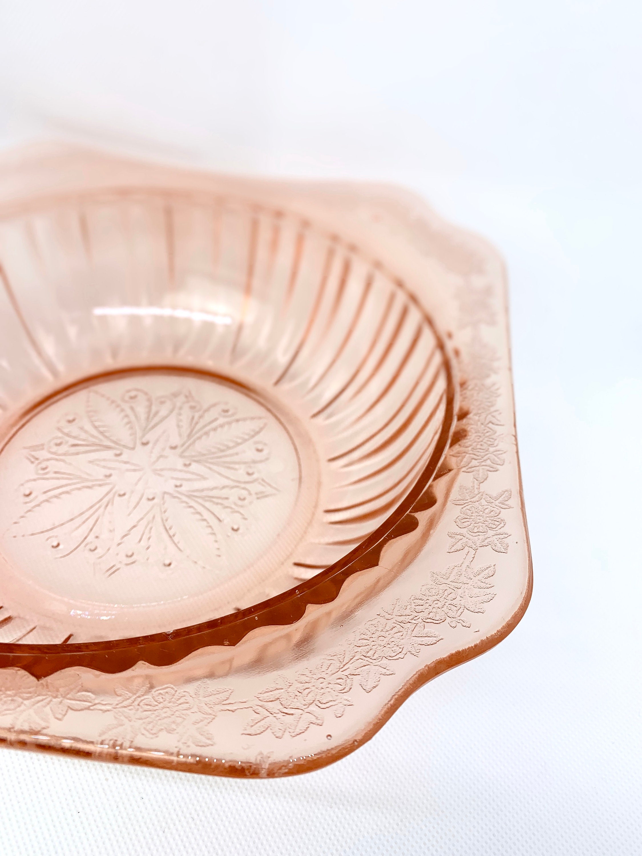Pink Depression Glass Adam Pattern Serving Bowl by Etsy