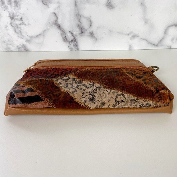 Vintage Animal Print Patchwork Small Zipper Pouch - image 6