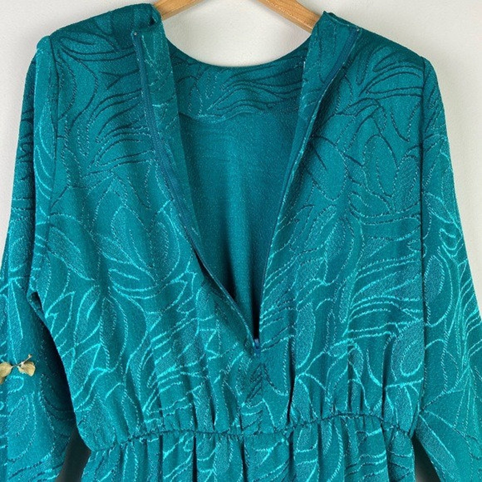 Diane Roberts Vintage 80's Teal Jacquard Party Dress | Etsy