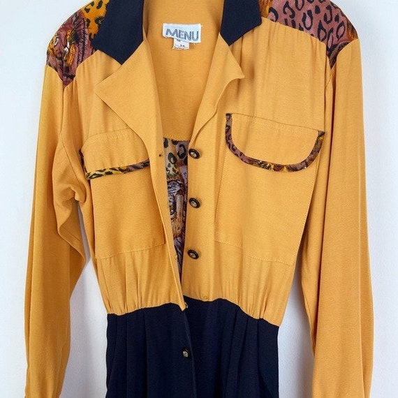 Menu Vintage 80's Tiger Black and Yellow Dress - image 6