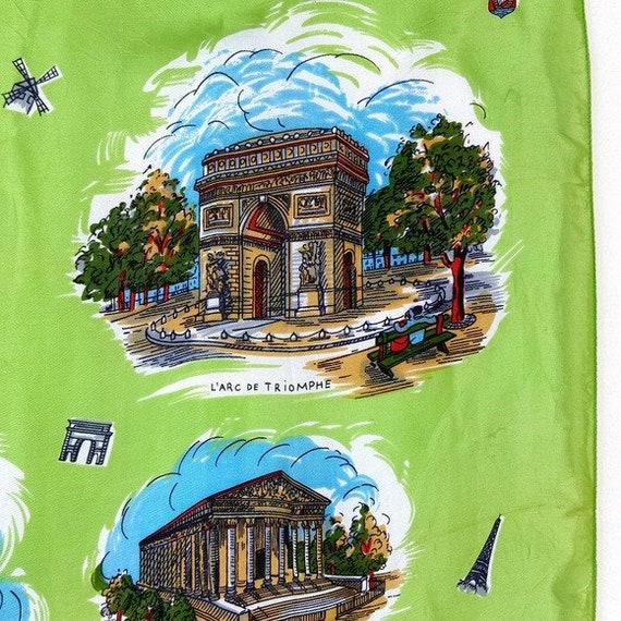 Vintage Paris France Novelty Tourism Sites Scarf Gem