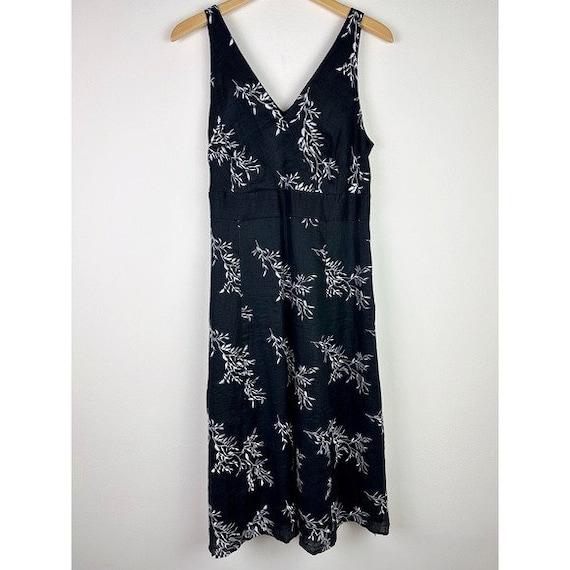 Peter Nygard Vintage Black Embroidered Linen Dress - image 1