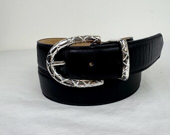 90s Talbots Black Suede Belt with Gold Buckle & Chain Detail Medium Vintage Talbots Gold Belts for Women for sale | eBay main image 4