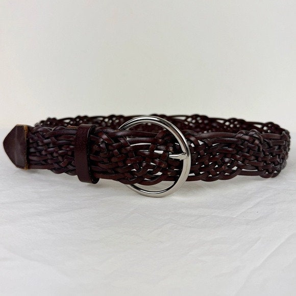 Brown Woven Wavy Leather Belt - Etsy display picture 2