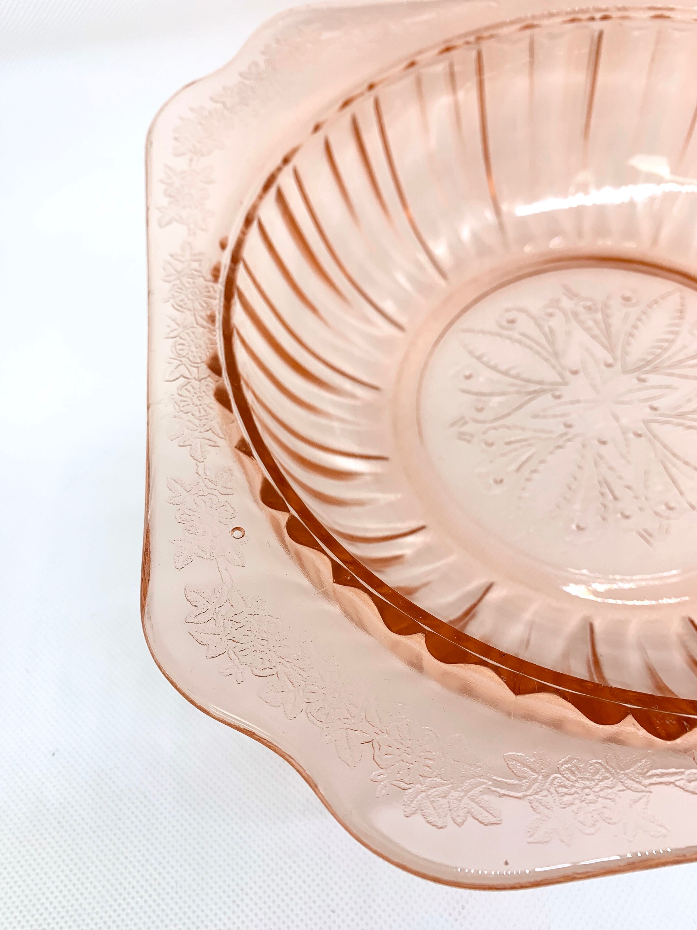 Pink Depression Glass Adam Pattern Serving Bowl by Etsy