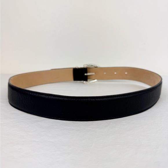 90s Talbots Black Suede Belt with Gold Buckle & Chain Detail Medium Vintage Talbots Gold Belts for Women for sale | eBay main image 2