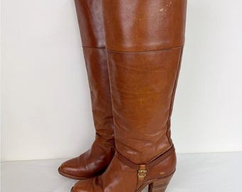 Bottes d'équitation frye vintage : bottes hautes western en cuir