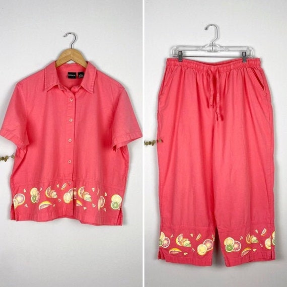 Erika Vintage Two-Piece Citrus Grapefruit Pink Set