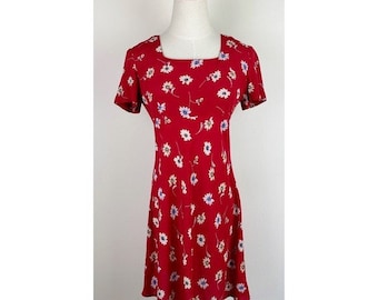 Donna Ricco Vintage Red Floral Dress