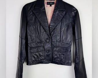 Blouson en cuir Wilsons Leather Y2K noir