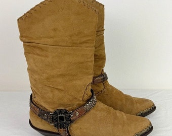 Zodiac Vintage Suede Slouch Western Boots