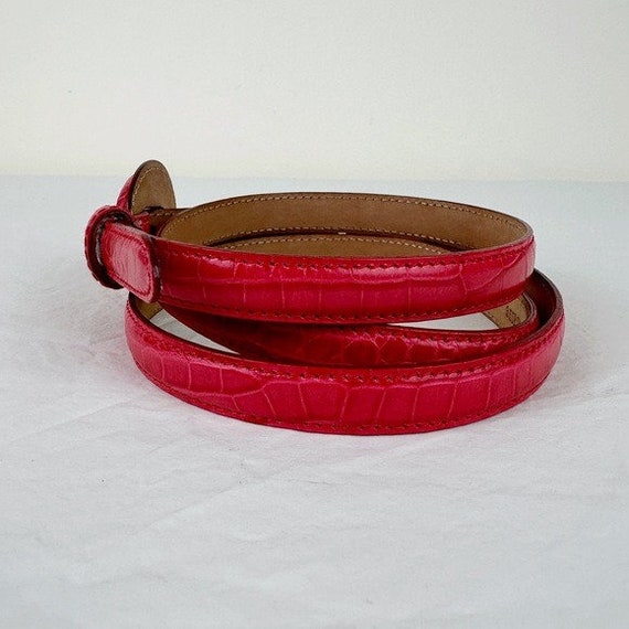 Tanner Vintage Pink Snake Print Leather Belt - image 2