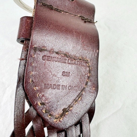 Brown Woven Wavy Leather Belt Woven Leather Belt: Dark Brown main image 3