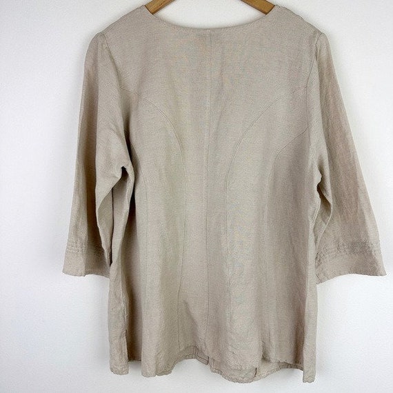 Avenue Vintage Linen Blend Beige Blouse - image 5