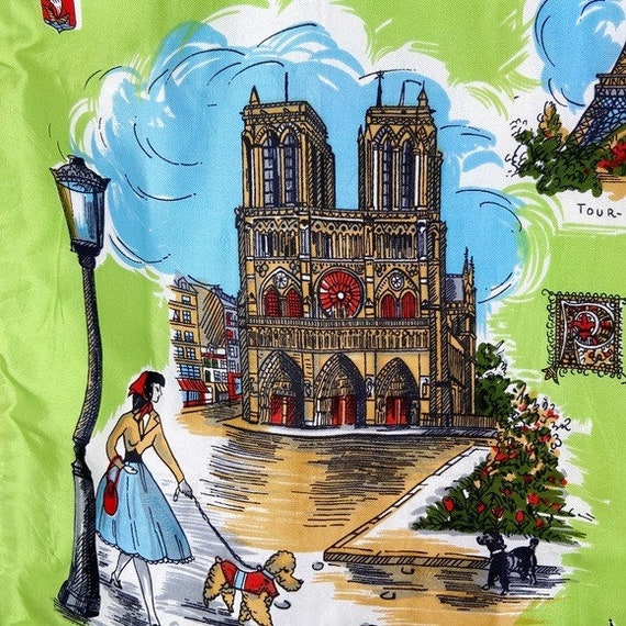 Vintage Paris France Novelty Tourism Sites Scarf Gem
