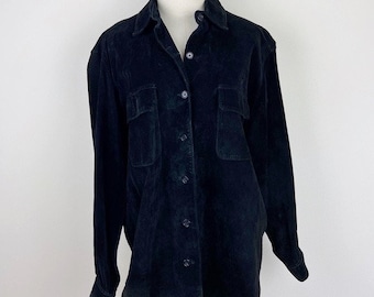 Vintage Black Suede Shirt Jacket