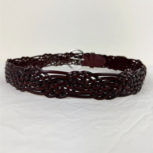 Brown Woven Wavy Leather Belt - Etsy display picture 2