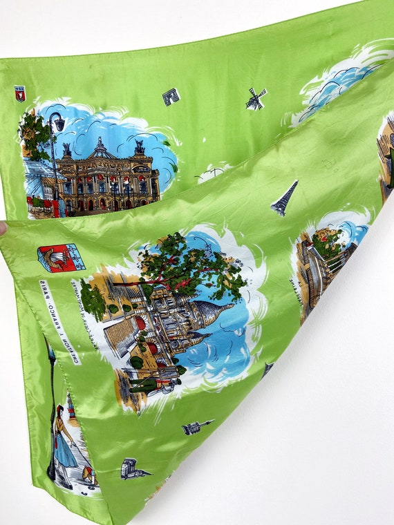 Vintage Paris France Novelty Tourism Sites Scarf Gem