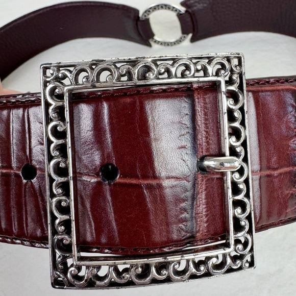 Brighton Vintage Brown Gator Embossed O-ring Belt - Etsy display picture 2