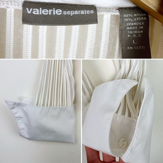 Valarie Separates Vintage 90's White Sheer Stripe… - image 6