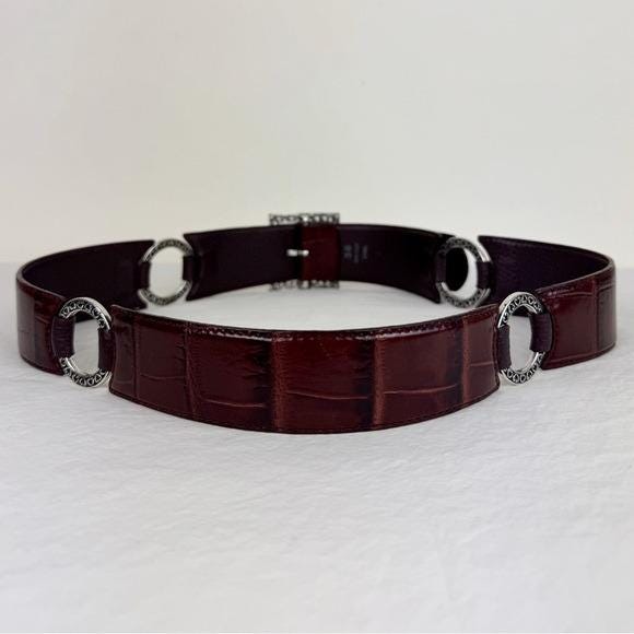 Brighton Vintage Brown Gator Embossed O-Ring Belt 30565_Henry_AntiqueChestnut_Sh  main image 4