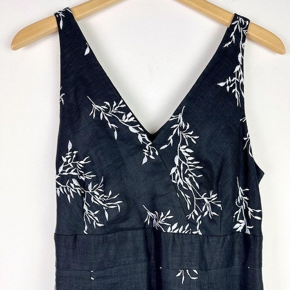 Peter Nygard Vintage Black Embroidered Linen Dress - image 2