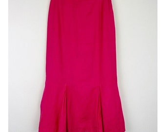 Vintage Pink Skirt 1980s High Waist Gathered Midi Spring - Etsy