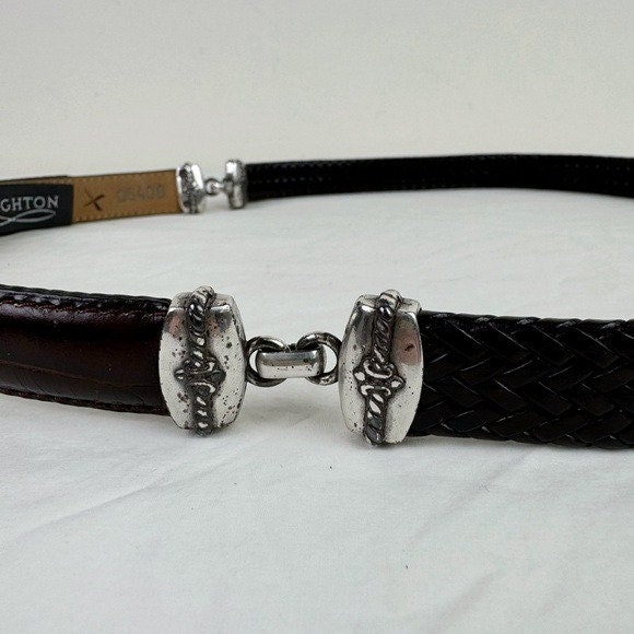Brighton Vintage Brown Braided and Gator Embossed Belt - Etsy display picture 1