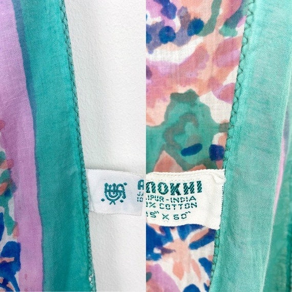 Anokhi Vintage Block-Printed Pastel Floral Beaded… - image 9