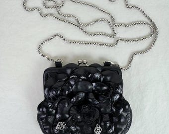 Brighton Rosalie Schwarz Leder Blume Mini Tasche