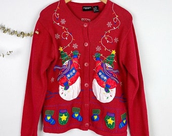 In Resource Snowman Vintage Red Christmas Sweater