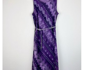 John Paul Richard Purple Patterned Linen Dress