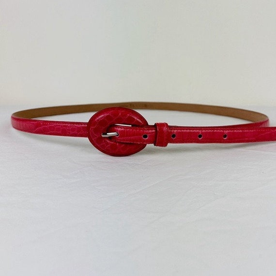 Tanner Vintage Pink Snake Print Leather Belt - image 4