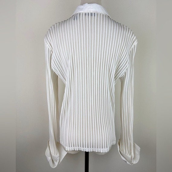 Valarie Separates Vintage 90's White Sheer Stripe… - image 2