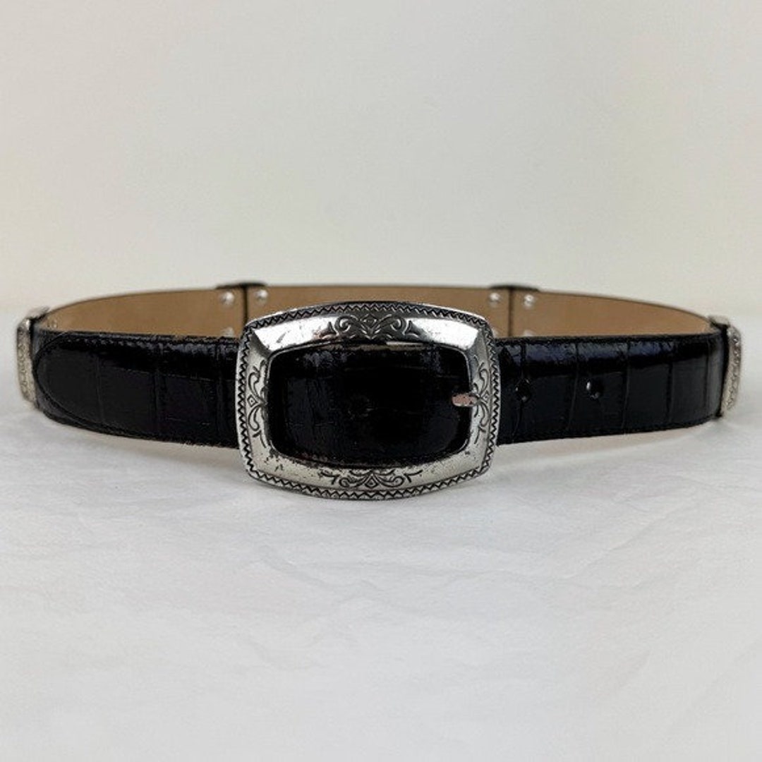 Brighton Black Alligator Embossed Genuine Leather Belt Small Brighton Black Crocodile/Alligator Belts for Women for sale  main image 3