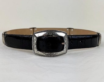 Brighton Black & Brown Alligator Embossed Belt