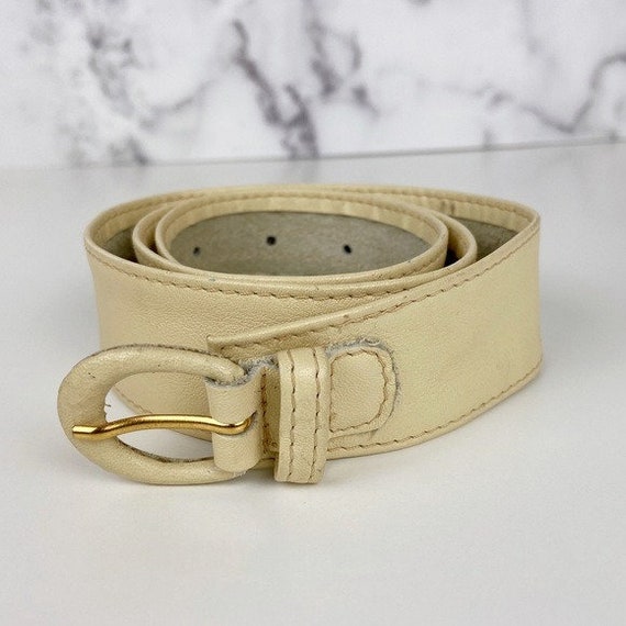 Vintage Lightweight Beige Leather Belt - image 6