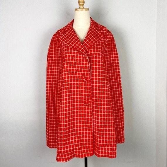 Vintage 1960's Orange and White Checked Cape Jacke