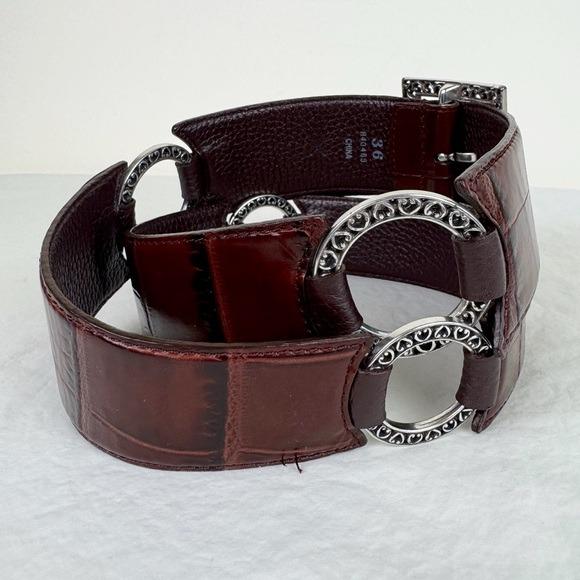 Brighton Vintage Brown Gator Embossed O-ring Belt - Etsy display picture 1