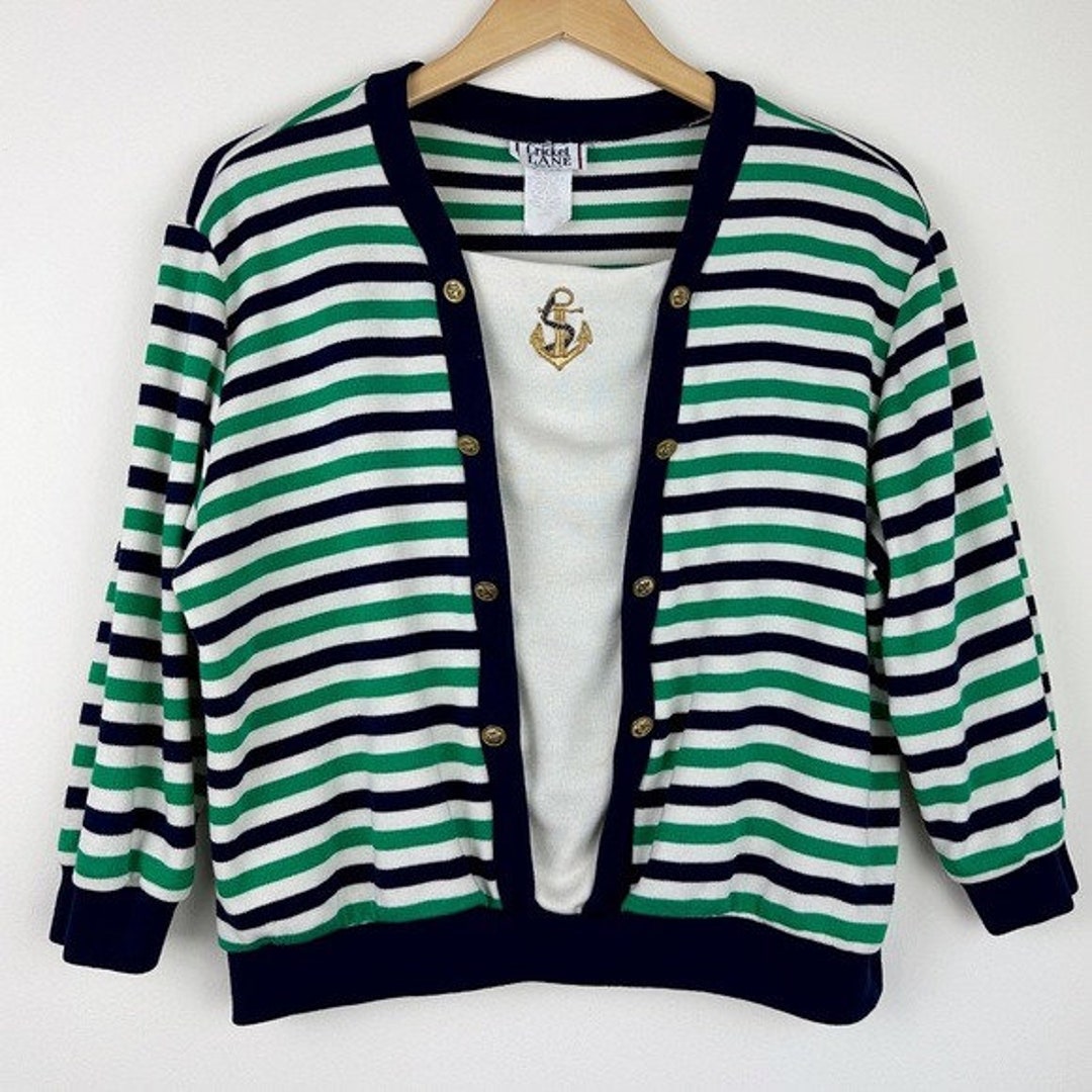 Vintage Striped Crew Neck Collar Sweater