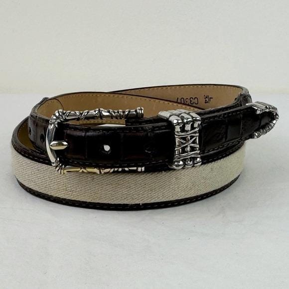 Brighton Vintage Canvas and Leather Belt - Etsy display picture 3
