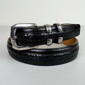 Cale Black Genuine Lizard Leather Belt