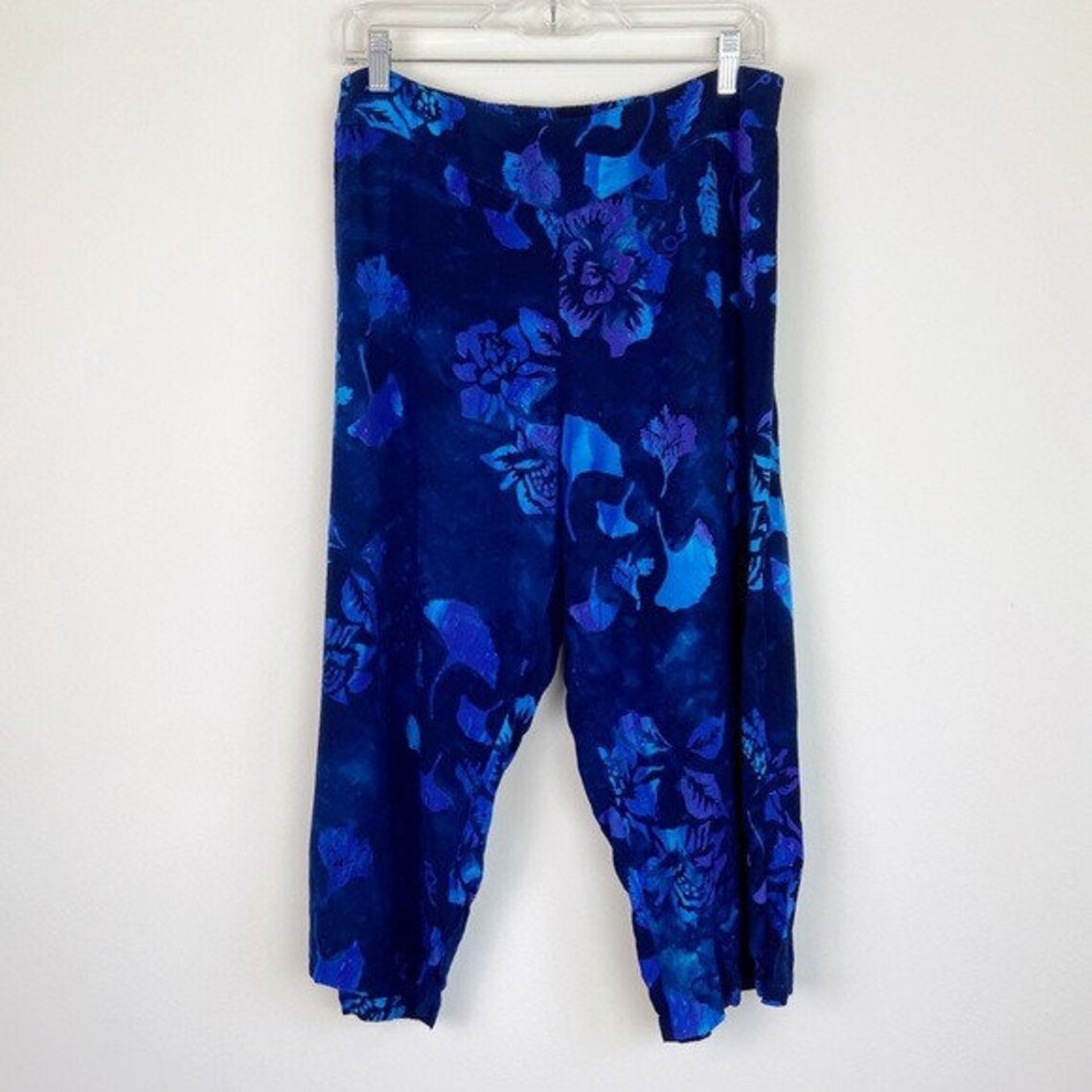 Vintage Blue & Purple Batik Floral Boho Crop Pants | Etsy