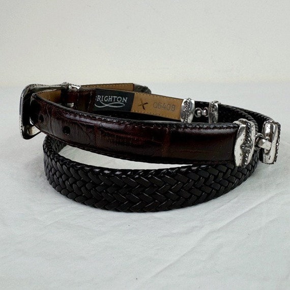 Brighton Vintage Brown Braided and Gator Embossed Belt Brighton Vintage Brown Braided and Gator Embossed Belt - Etsy main image 3