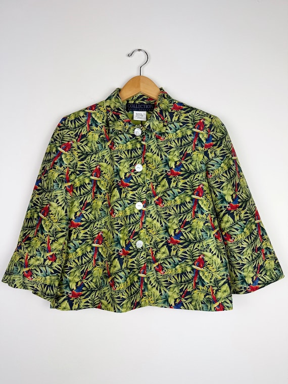 Harve Benard Collection Tropical Parrot Silk Blazer